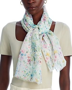 Shop Fraas Botanical Floral Scarf In White/multi