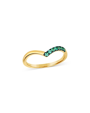Emerald Chevron Ring in 14K Yellow Gold