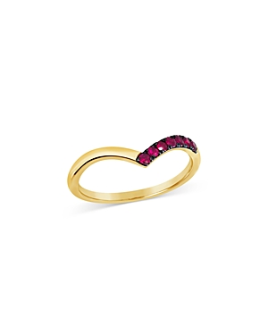 Ruby Chevron Ring in 14K Yellow Gold