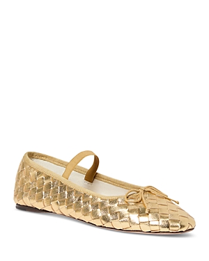Loeffler Randall Leonie Metallic Woven Leather Ballerina Flats In Gold
