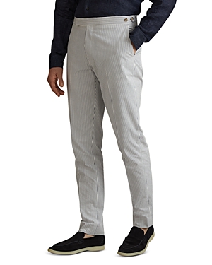 Reiss Barr Striped Seersucker Slim Fit Dress Pants In Gray