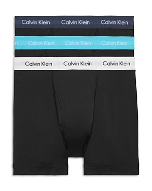Shop Calvin Klein Cotton Stretch Moisture Wicking Boxer Briefs, Pack Of 3 In N34 Black