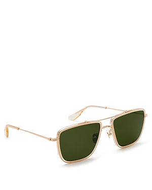 Shop Krewe Vail Aviator Sunglasses, 56mm In Gold/green Mirrored Solid
