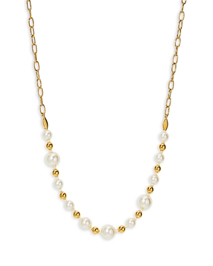 Ajoa by Nadri Imitation Pearl Statement Necklace in 18K Gold Plated, 16-18