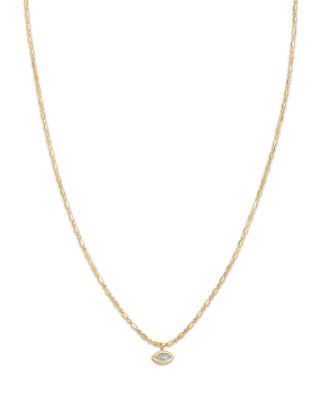 Zoë Chicco - 14K Yellow Gold Paris Diamond Marquis Bezel Pendant Necklace, 16"