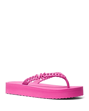 Shop Michael Kors Women's Zaza Chain Flip Flop Sandals In Cerise