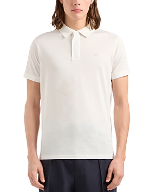 Shop Emporio Armani Mercerized Cotton Polo Shirt In Off White