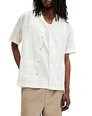 Shop Allsaints Indio Short Sleeve Button Down Shirt In Avalon White