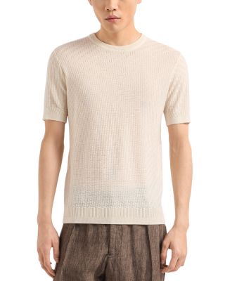 Emporio Armani Regular Fit Basketweave Short Sleeve Sweater