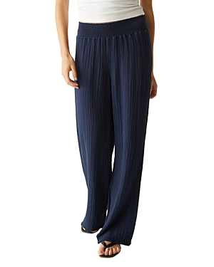 Shop Michael Stars Smocked Wide-leg Pants In Nocturnal