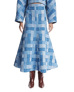 Shop A.w.a.k.e. Denim Layered Skirt In Blue Denim