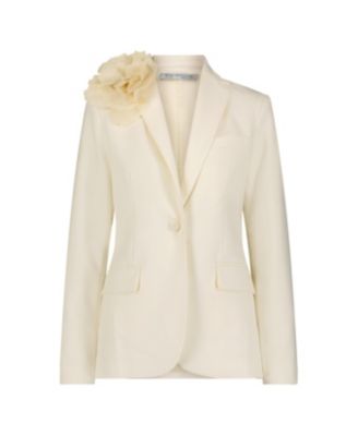 Classic Crepe Blazer Jacket With Flower