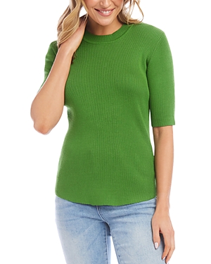 Shop Karen Kane Short Sleeve Rib Knit Sweater In Green