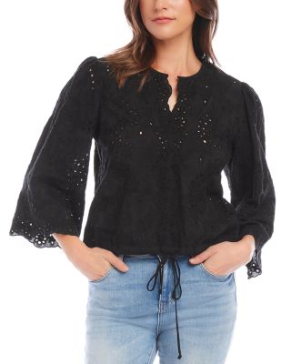 Karen Kane Eyelet Embroidered Tie Waist Top