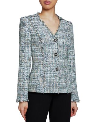 Santorelli - Luxury Tweed Fringe Detail Jacket