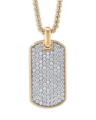 David Yurman - Men's Rhodium-Plated & 18K Yellow Gold Chevron Diamond Tag Pendant