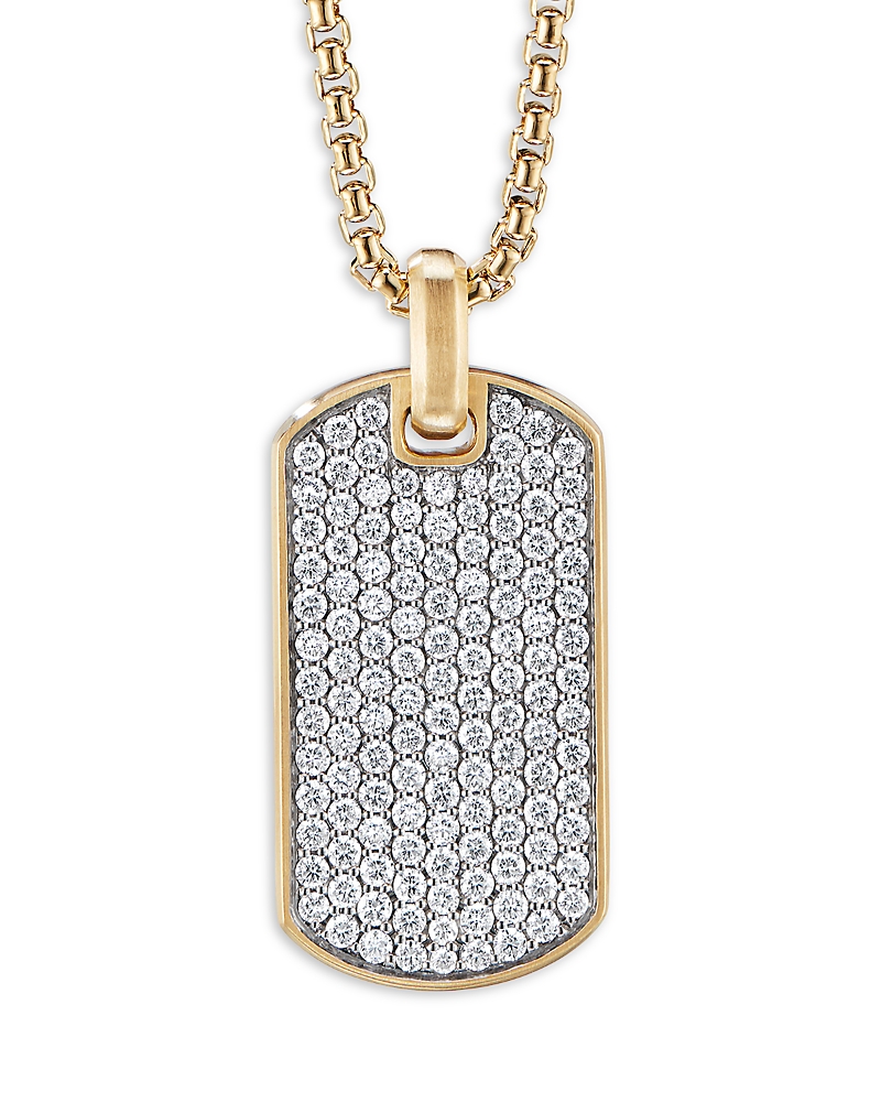 David Yurman Men's Rhodium-Plated & 18K Yellow Gold Chevron Diamond Tag Pendant