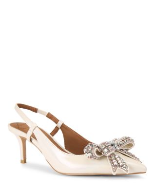 KURT GEIGER LONDON - Women's Belgravia Court Bow Embellished Slingback Pumps