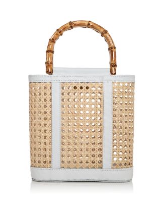 LUSANA - Emerald Open Weave Rattan Mini Tote