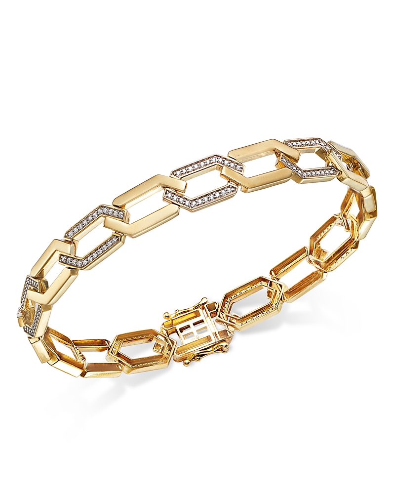 Bloomingdale's Fine Collection Men's Diamond Geo Link Bracelet in 14K Yellow Gold, 1.0 tcw