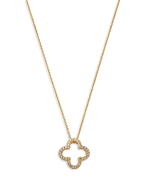 Shop Bloomingdale's Diamond Openwork Clover Pendant Necklace In 14k Yellow Gold, 0.20 Ct. T.w.