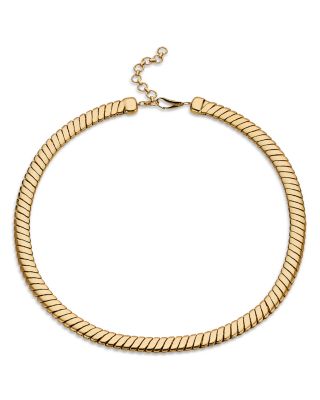 Nadri Sunlight Pave Clasp Ribbed Collar Necklace in 18K Gold Plated, 1618