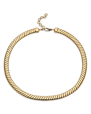 Sunlight Pave Clasp Ribbed Collar Necklace in 18K Gold Plated, 1618