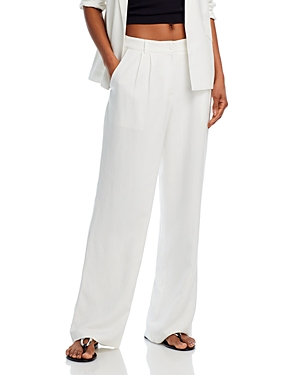 Shop Aqua Cotton And Linen Wide Leg Pants - 100% Exclusive In White