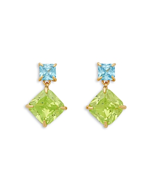 Shop Kate Spade New York Showtime Square Cubic Zirconia Drop Earrings In Green/blue