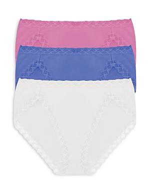 Shop Natori Bliss French Cut Bikinis, Set Of 3 In Ivory Pack