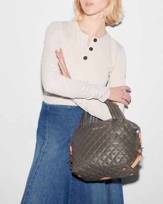 Small Quilted Nylon Sutton Deluxe Top Handle Bag 