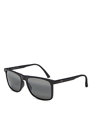 Shop Maui Jim Makamae Polarized Square Sunglasses, 56mm In Black/gray Polarized Solid