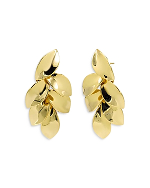 Shop By Adina Eden Solid Multi Leaf Dangling Drop Stud Earrings In Gold