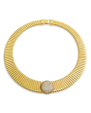 Shop By Adina Eden Pave Circle Accented Graduated Snake Choker Necklace, 16 In Gold