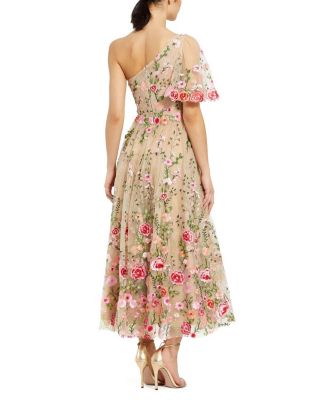 One Shoulder Lace Embroidered Dress