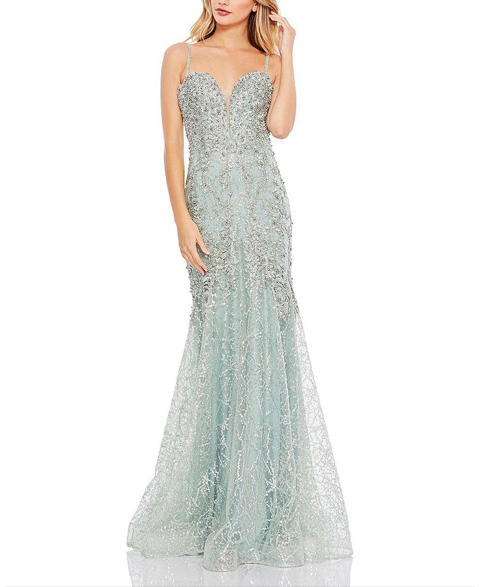 Mac Duggal Embellished Sleeveless Plunge Neck Trumpet Gown | Bloomingdale's