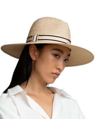 Eugenia Kim Striped Navy Women\'s Cap with Gold Accent Eugenia Kim Jonah Stripe Packable Straw Bucket Sun Hat  main image 4