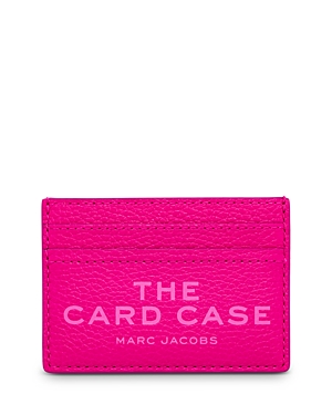 Shop Marc Jacobs The Leather Card Case In Hot Pink/nickel