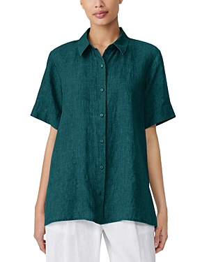 Shop Eileen Fisher Linen Shirt In Agean