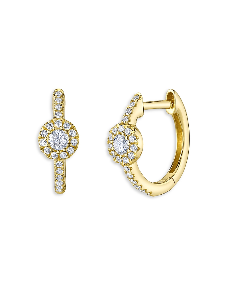 Moon & Meadow 14k Yellow Gold Eden Diamond Halo Small Hoop Earrings In Gold