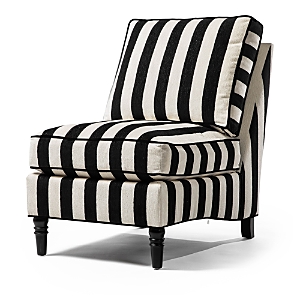 Shop Mackenzie-childs Marquee Black Stripe Chenille Armless Chair In Multi