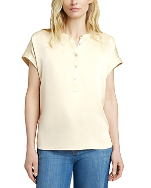 Shop Faherty Silk Top In Pearled Ivory