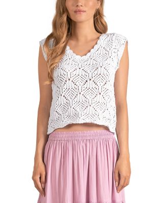 Elan - Open Knit Cap Sleeve Sweater