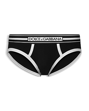 Shop Dolce & Gabbana Men's Midi Briefs In Black/white