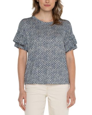 Liverpool Los Angeles - Printed Ruffle Sleeve Top