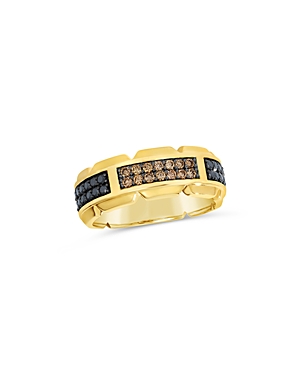 Shop Bloomingdale's Men's Black & Brown Diamond Pave Ring In 14k Yellow Gold - 100% Exclusive In Brown/black