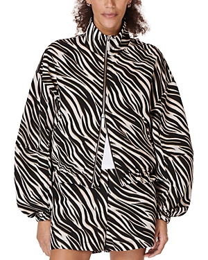 Shop Sweaty Betty Malibu Zip Up Jacket In Black Small Waved Zebra Print