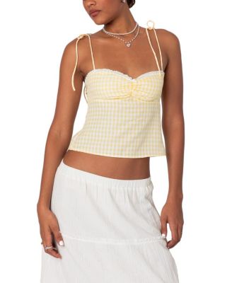 Edikted - Billie Open Tie Back Gingham Top