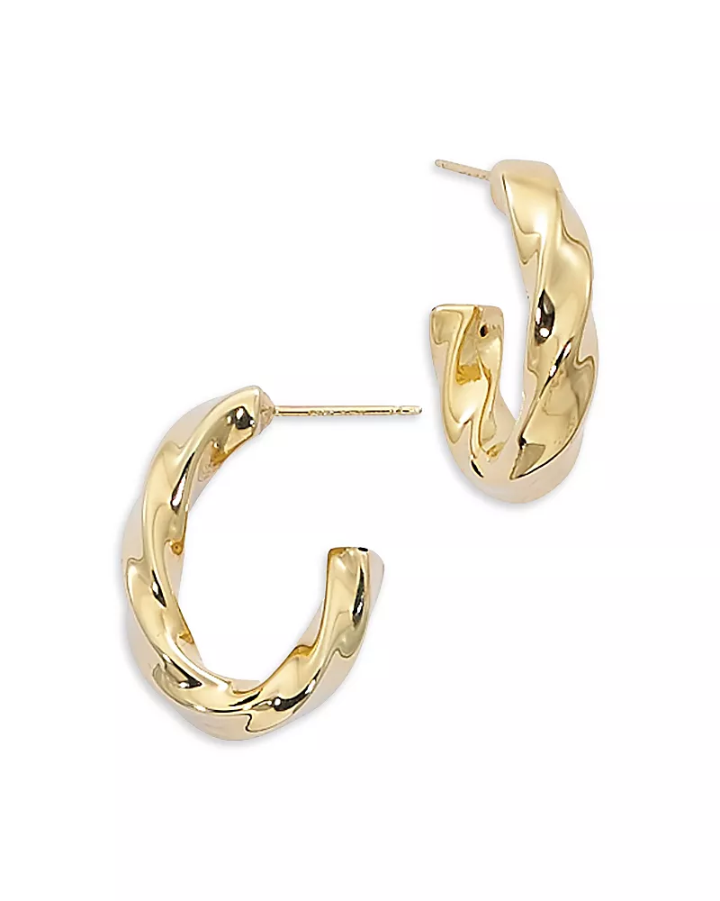 Moon & Meadow 14K Yellow Gold Twisted Oval Hoop Earrings