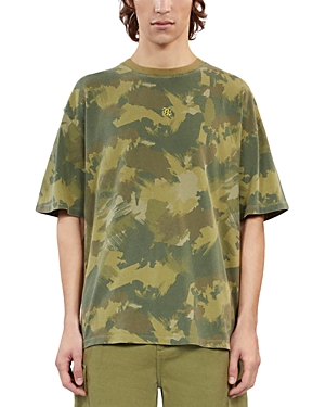 Shop The Kooples Camo Dropped Shoulder Tee In Green